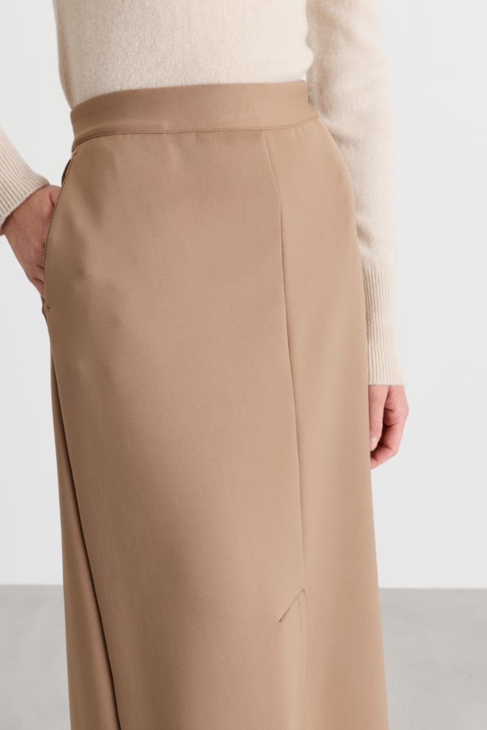 Technical jersey pencil skirt - CAMEL - Intrend - 3