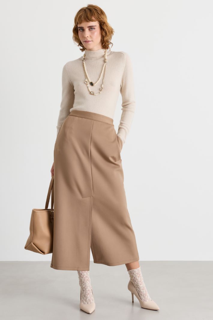 Technical jersey pencil skirt - CAMEL - Intrend