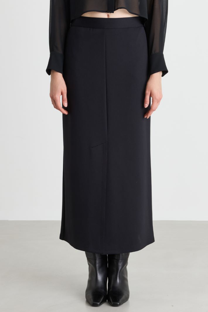 Technical jersey pencil skirt - BLACK - Intrend - 2