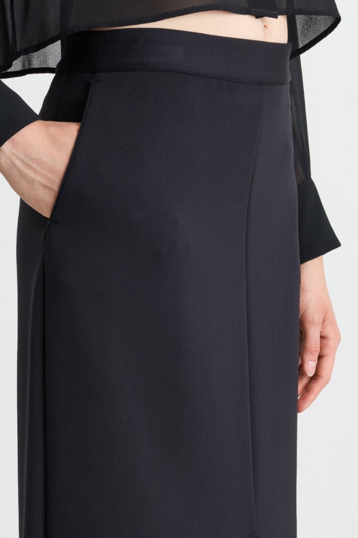 Technical jersey pencil skirt - BLACK - Intrend - 3