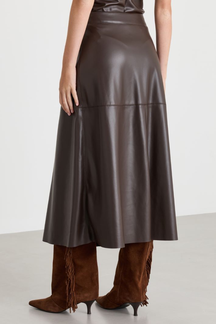 Gonna midi in jersey spalmato - MARRONE - Intrend - 4