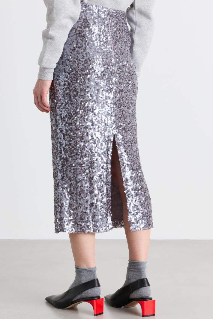 Sequin pencil skirt - SILVER - Intrend - 4