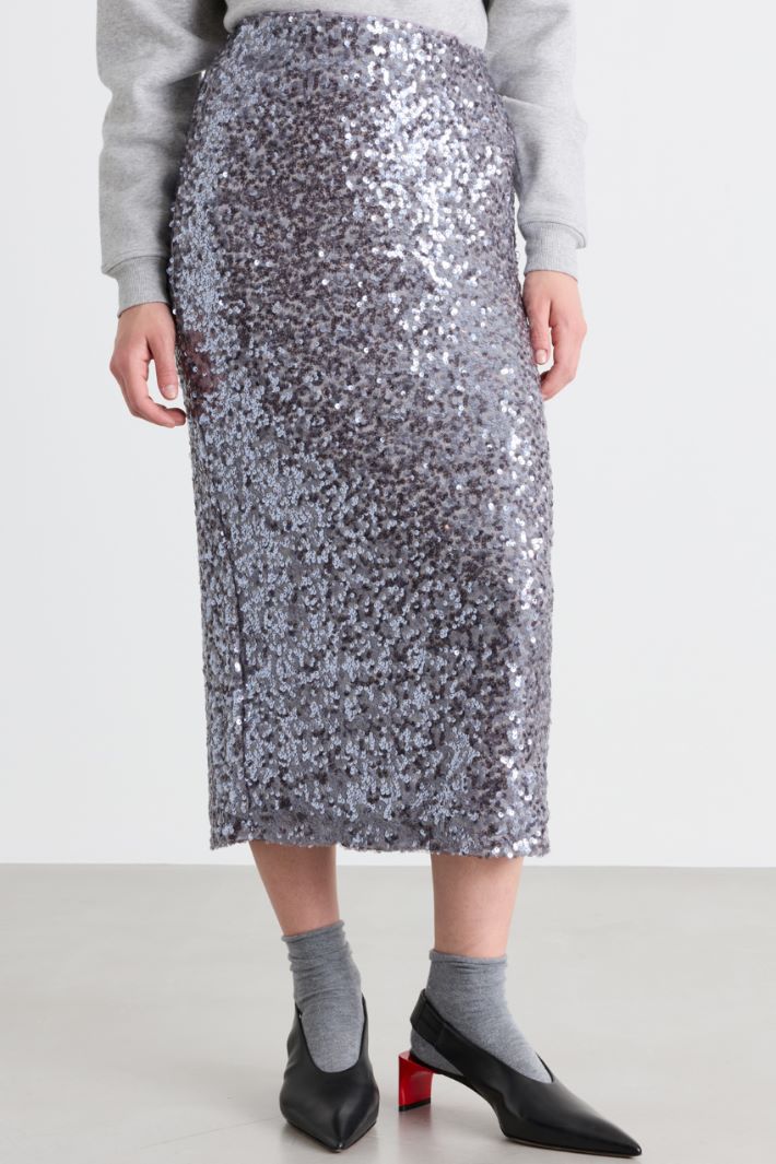 Sequin pencil skirt - SILVER - Intrend - 2