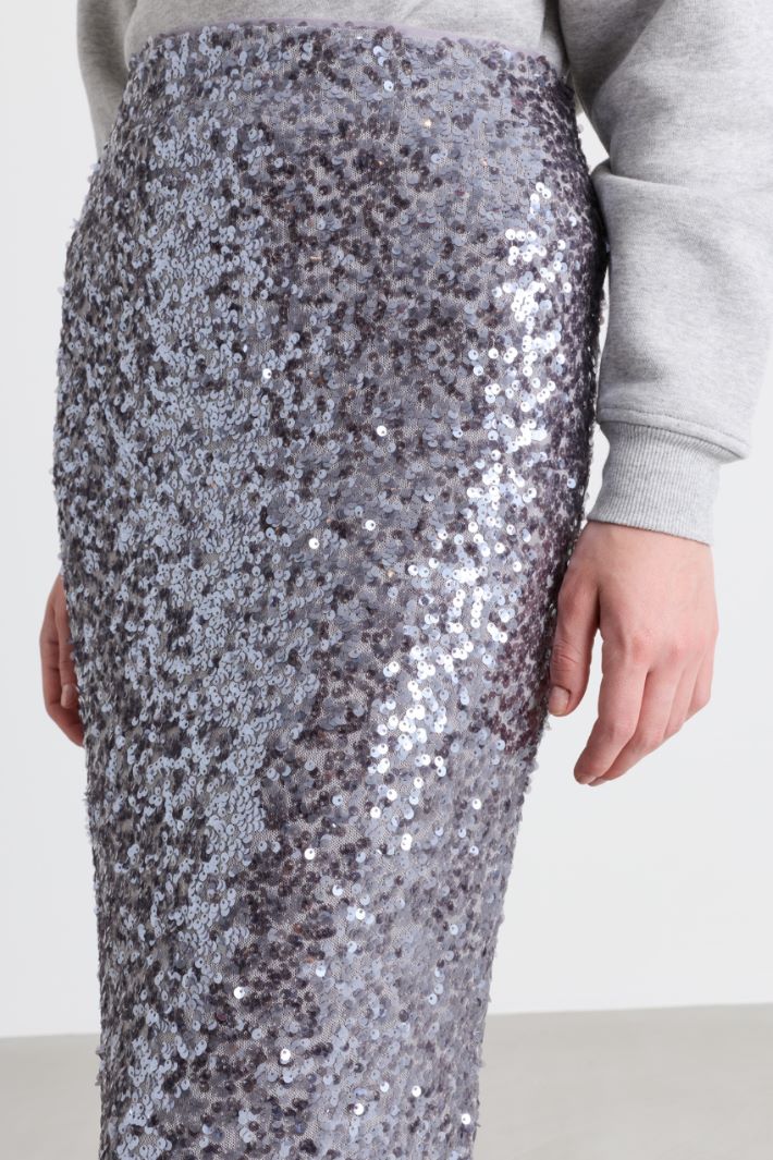 Sequin pencil skirt - SILVER - Intrend - 3