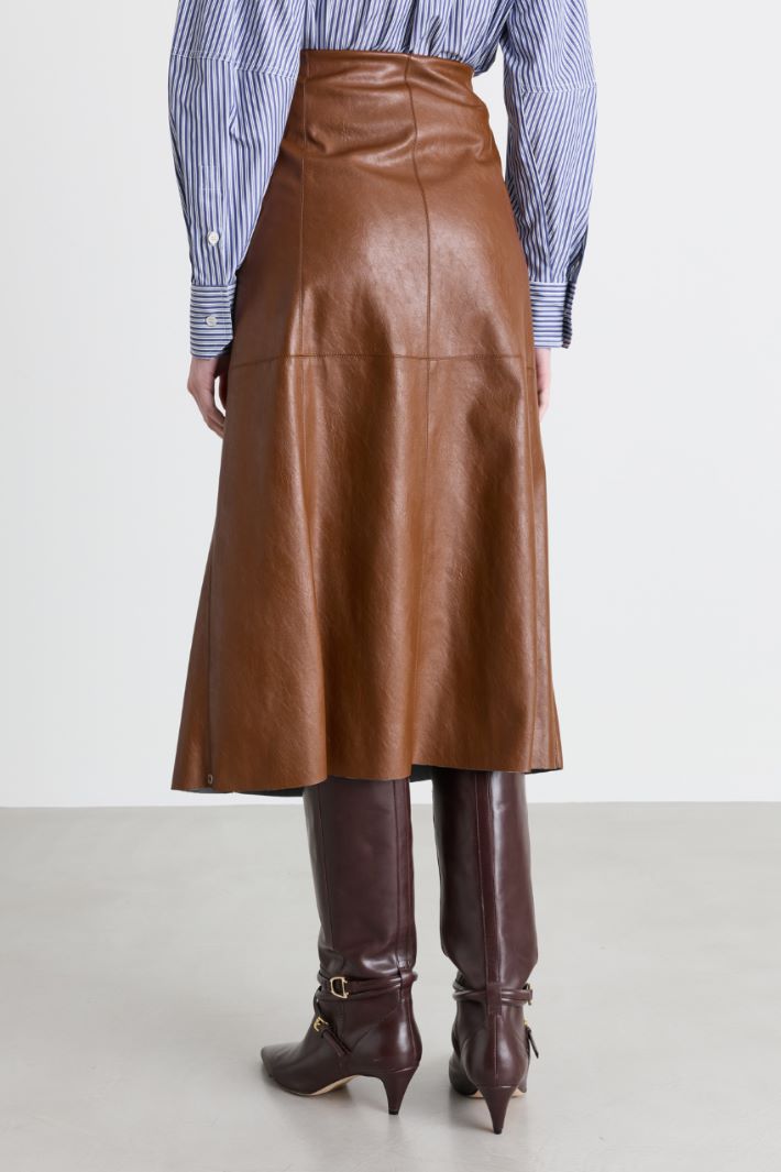 Coated jersey midi skirt - BROWN - Intrend - 4