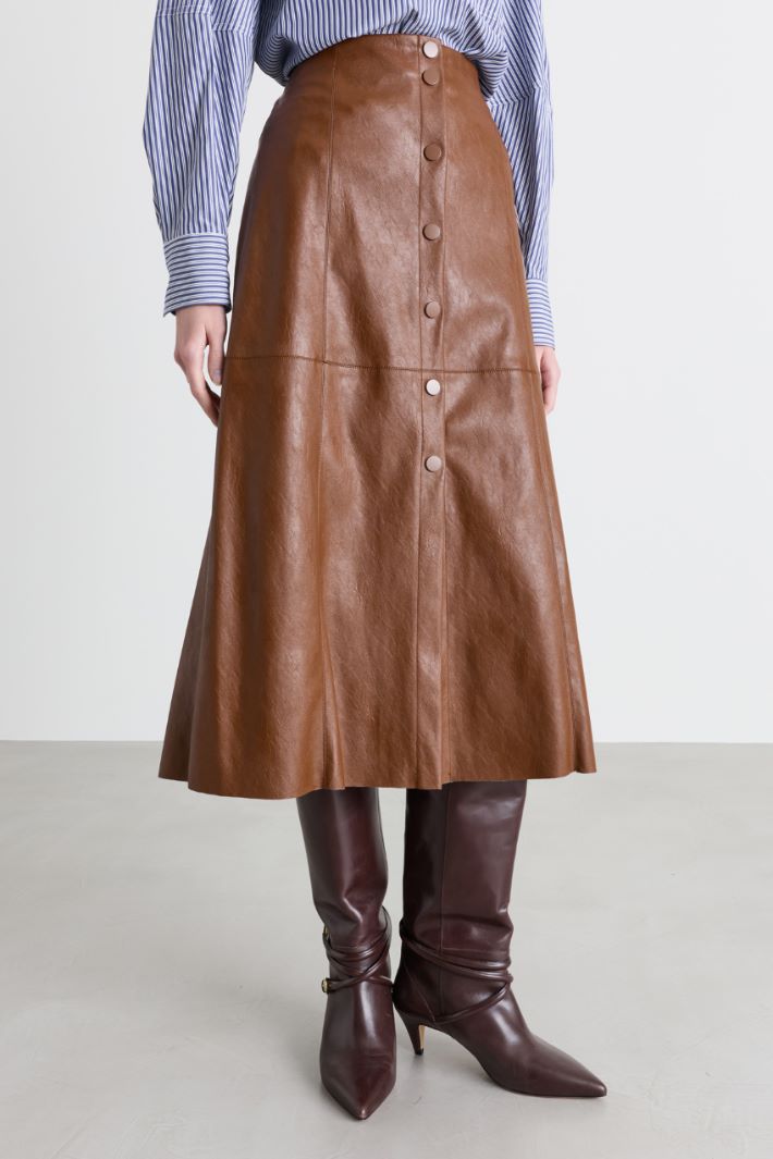 Coated jersey midi skirt - BROWN - Intrend - 2