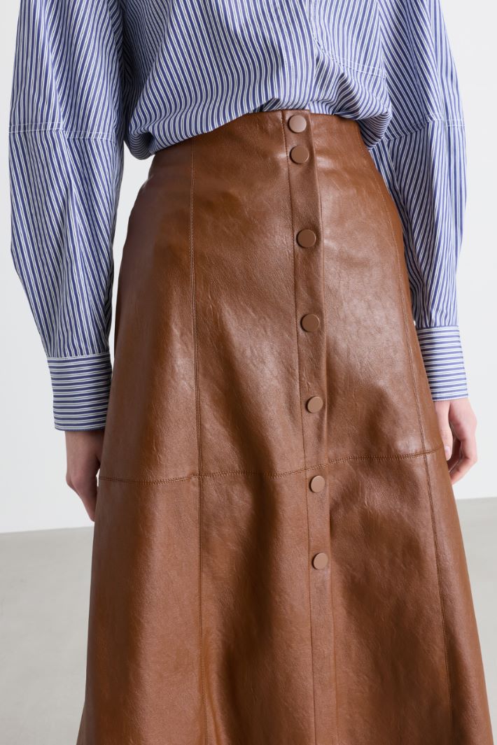 Coated jersey midi skirt - BROWN - Intrend - 3