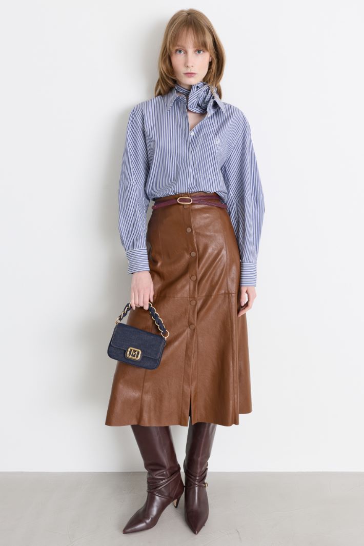 Coated jersey midi skirt - BROWN - Intrend