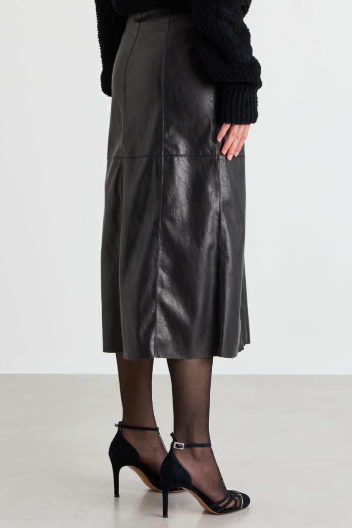 Coated jersey midi skirt - BLACK - Intrend - 4