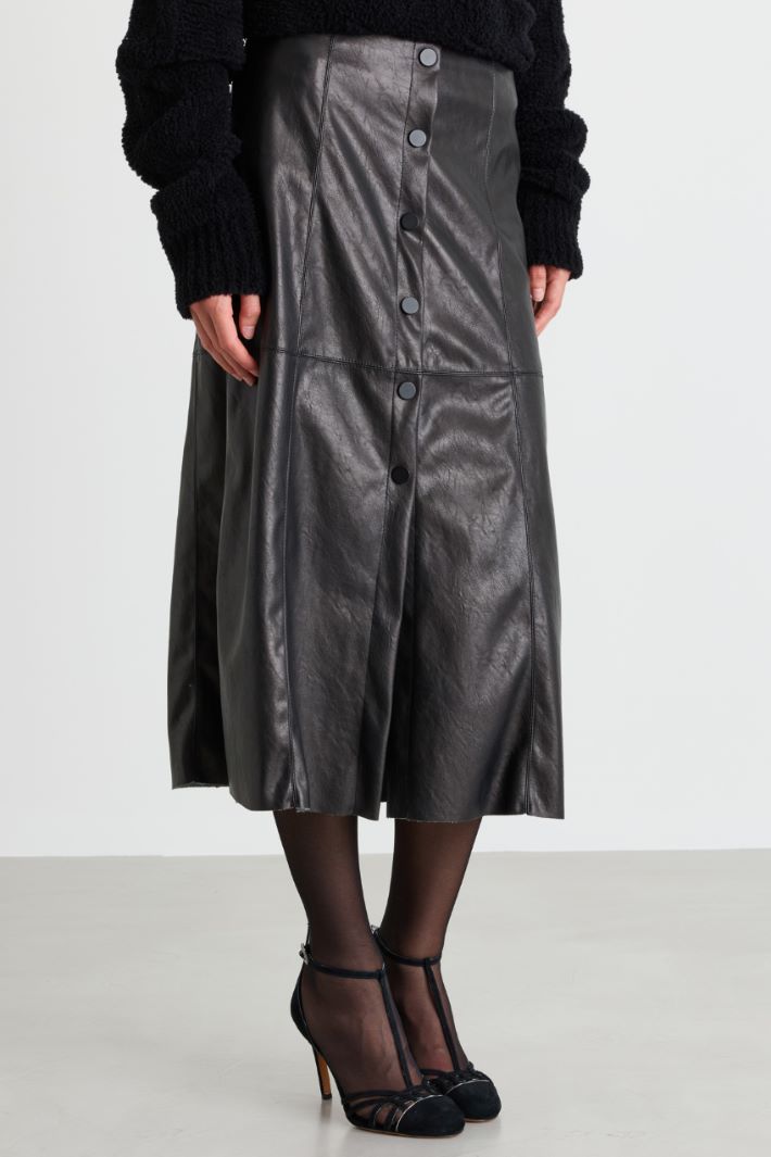 Coated jersey midi skirt - BLACK - Intrend - 2