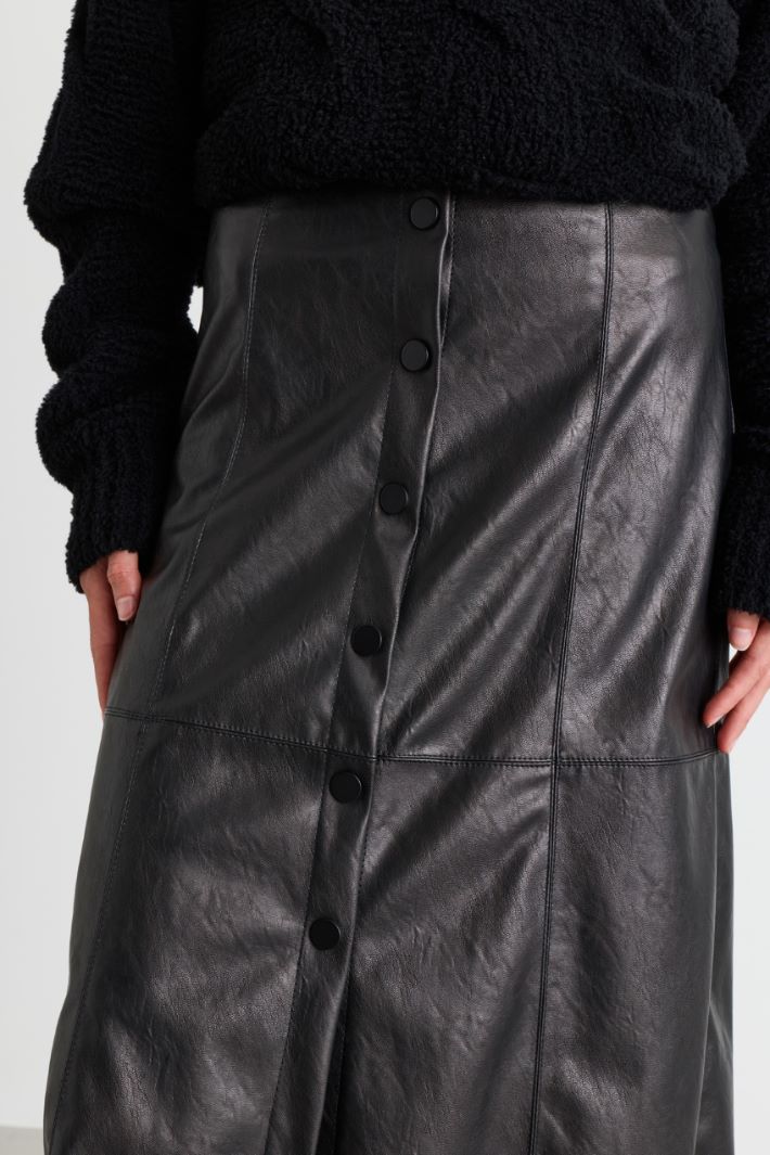 Coated jersey midi skirt - BLACK - Intrend - 3