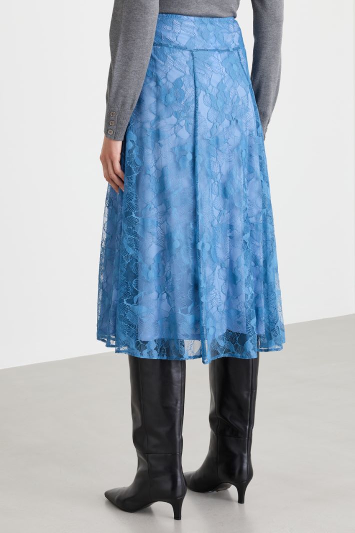 Flared lace skirt - LIGHT BLUE - Intrend - 4