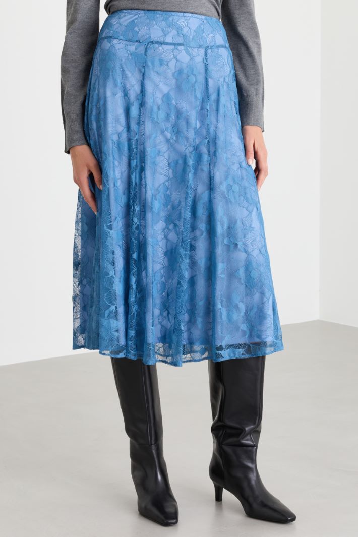 Flared lace skirt - LIGHT BLUE - Intrend - 2