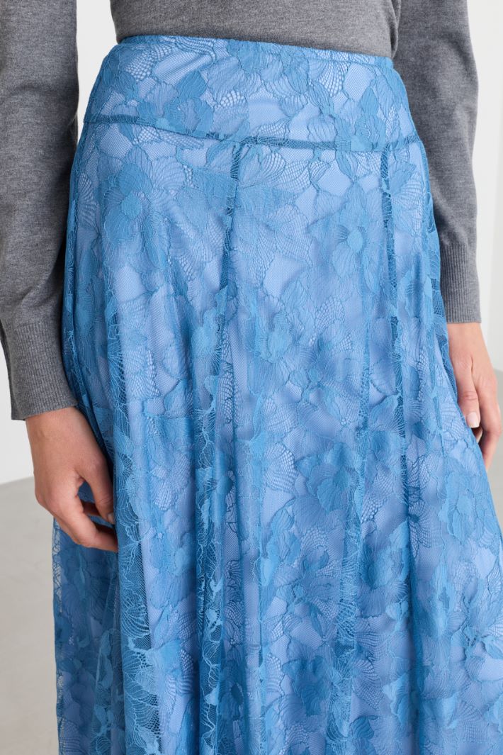 Flared lace skirt - LIGHT BLUE - Intrend - 3
