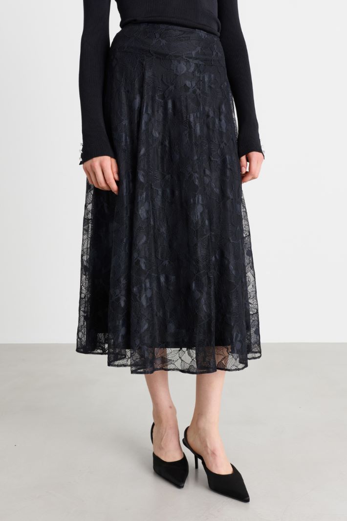 Flared lace skirt - BLACK - Intrend - 2