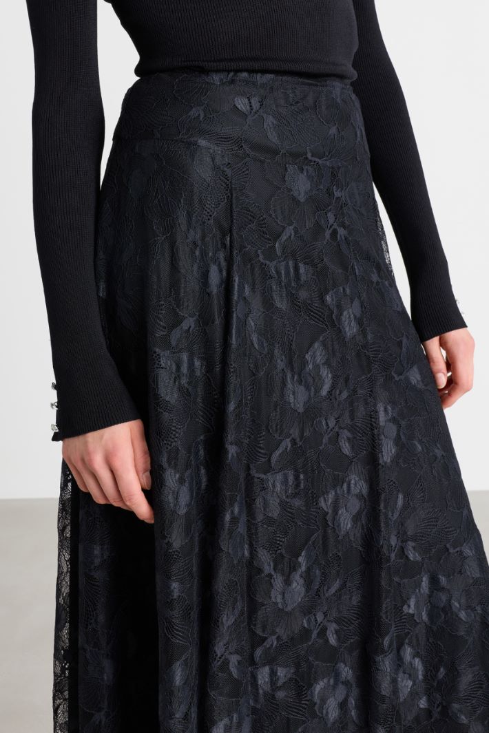 Flared lace skirt - BLACK - Intrend - 3