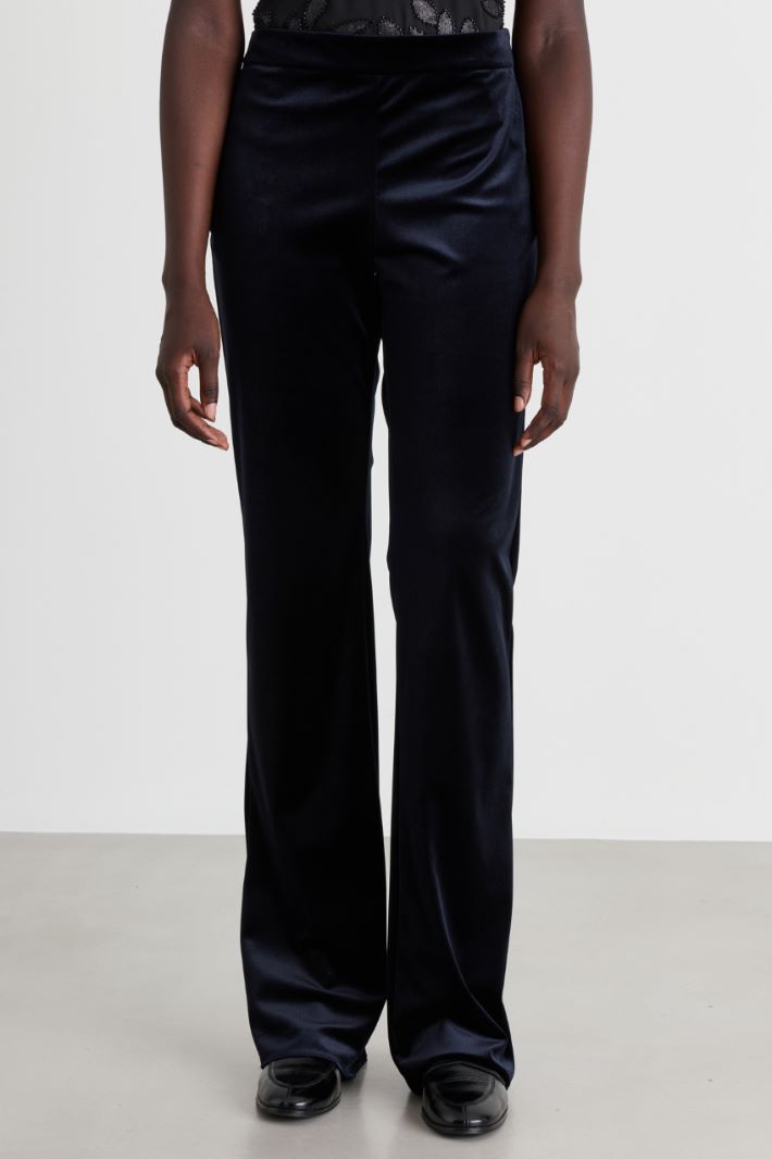 Pantalone in jersey velluto - BLU - Intrend - 2