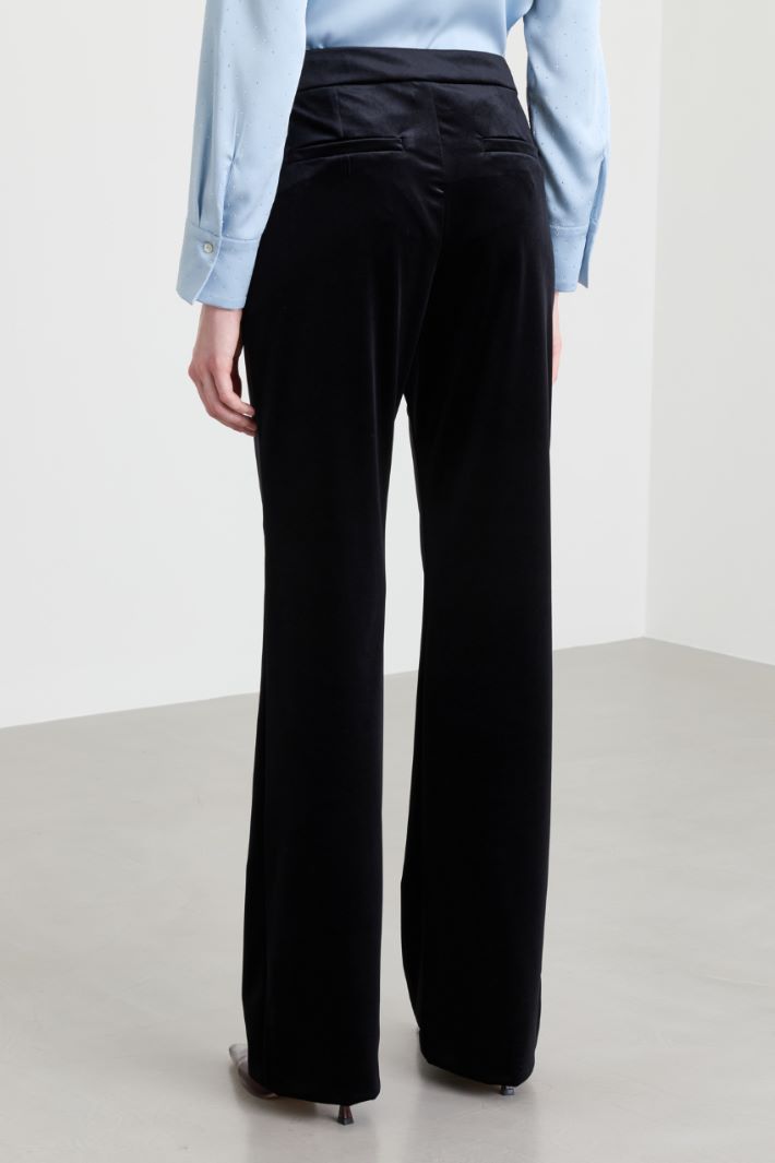 Velvet jersey trousers - BLACK - Intrend - 4