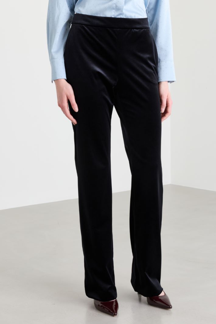 Velvet jersey trousers - BLACK - Intrend - 2