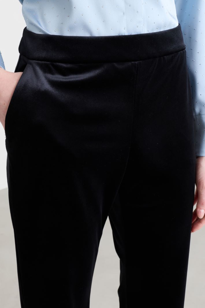 Velvet jersey trousers - BLACK - Intrend - 3