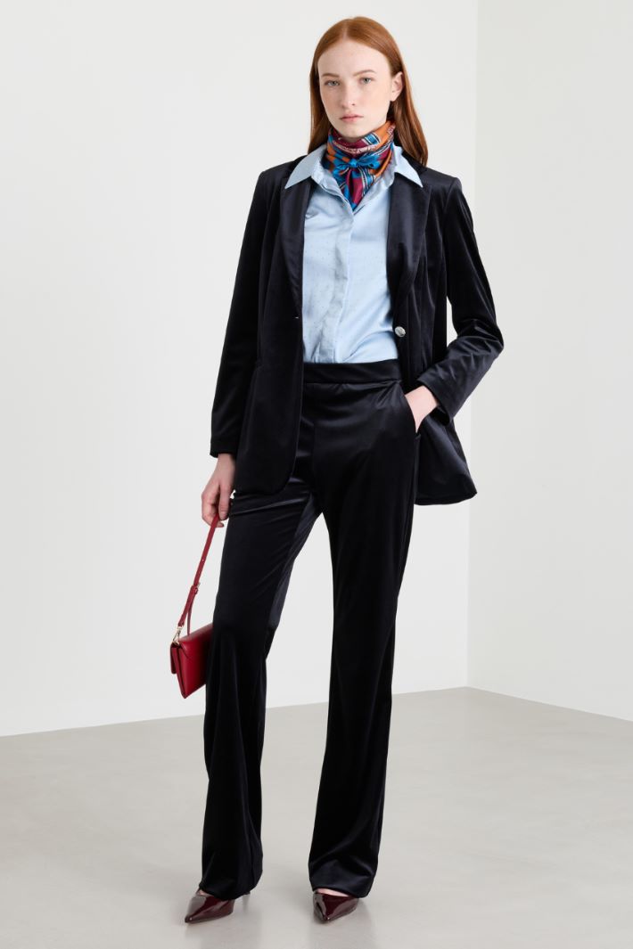 Velvet jersey trousers - BLACK - Intrend