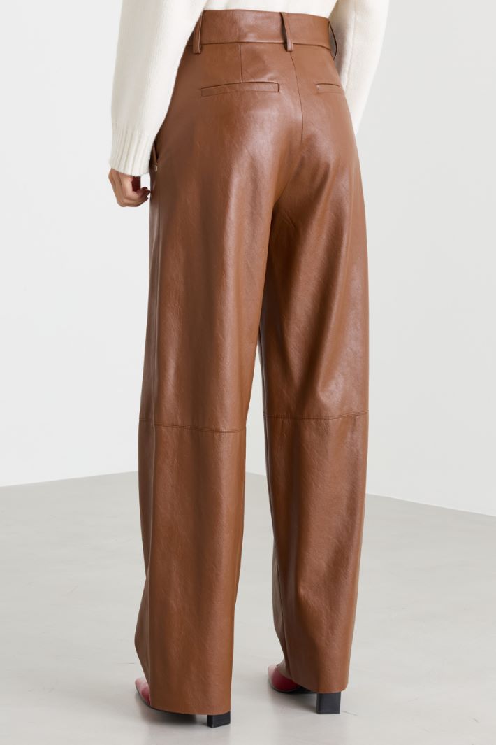Coated jersey trousers - BROWN - Intrend - 4