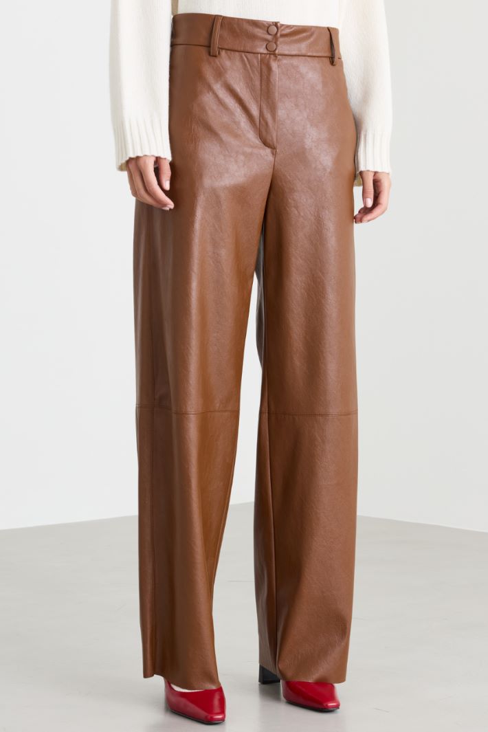Coated jersey trousers - BROWN - Intrend - 2