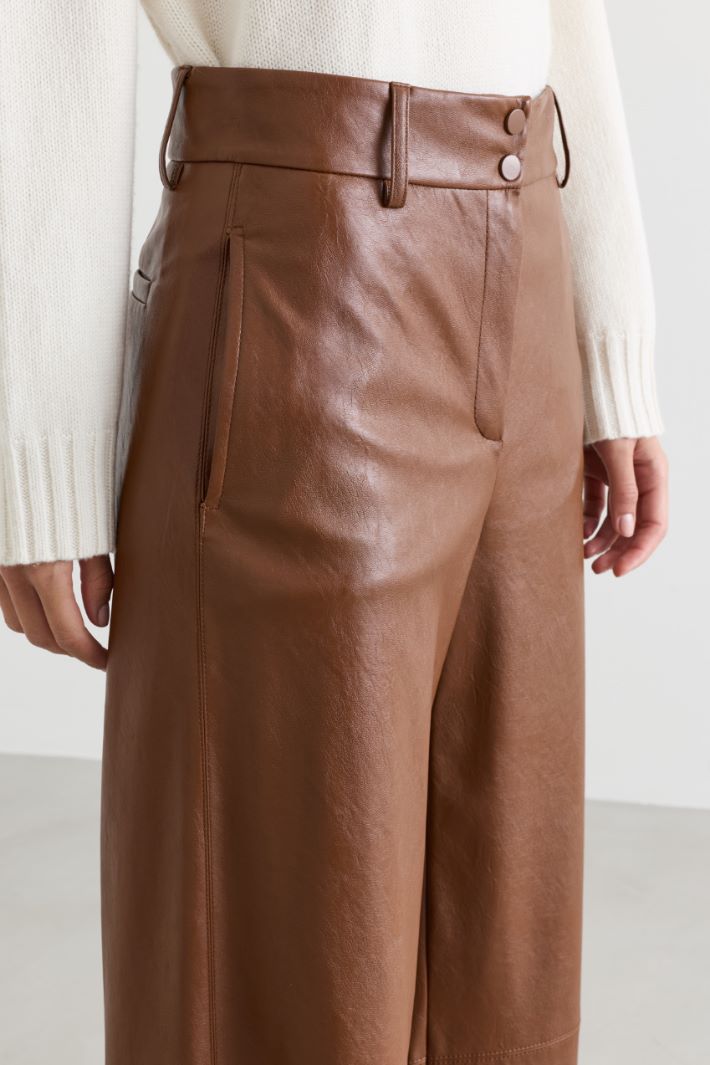 Coated jersey trousers - BROWN - Intrend - 3