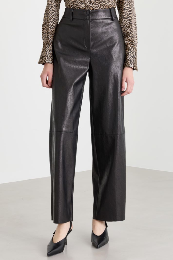 Coated jersey trousers - BLACK - Intrend - 2