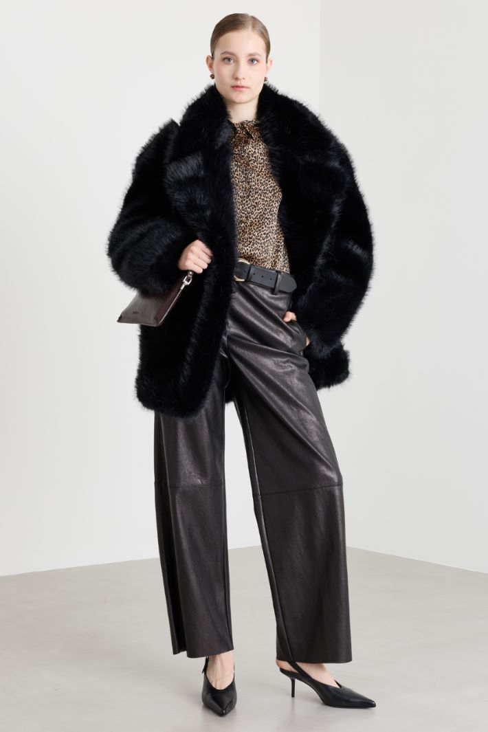 Coated jersey trousers - BLACK - Intrend