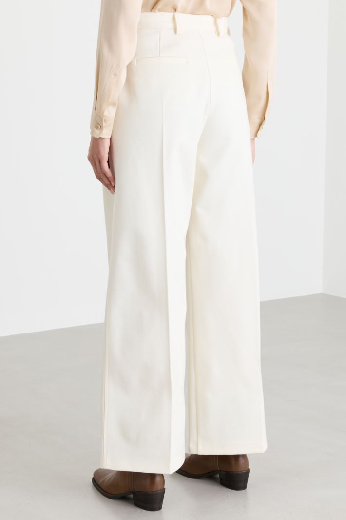 Gabardine and jersey trousers - WHITE - Intrend - 4