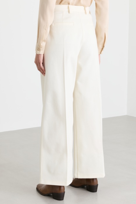 Pantalone in gabardina e jersey di lana e cotone
