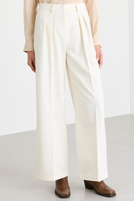 Pantalone in gabardina e jersey di lana e cotone