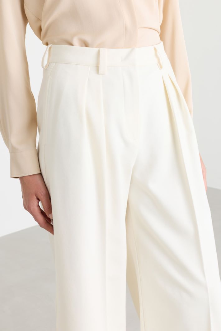 Gabardine and jersey trousers - WHITE - Intrend - 3