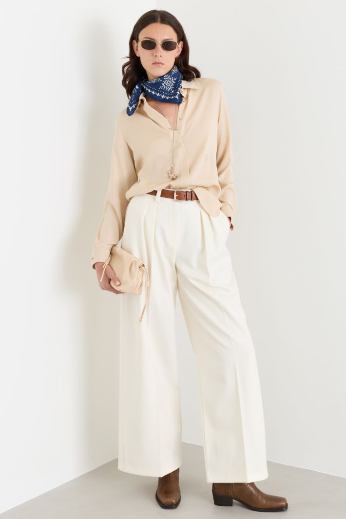 Gabardine and jersey trousers - WHITE - Intrend