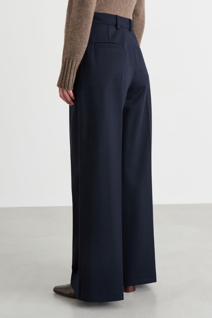 Gabardine and jersey trousers - BLUE - Intrend - 4