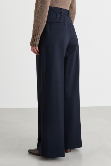 Pantalone in gabardina e jersey di lana e cotone