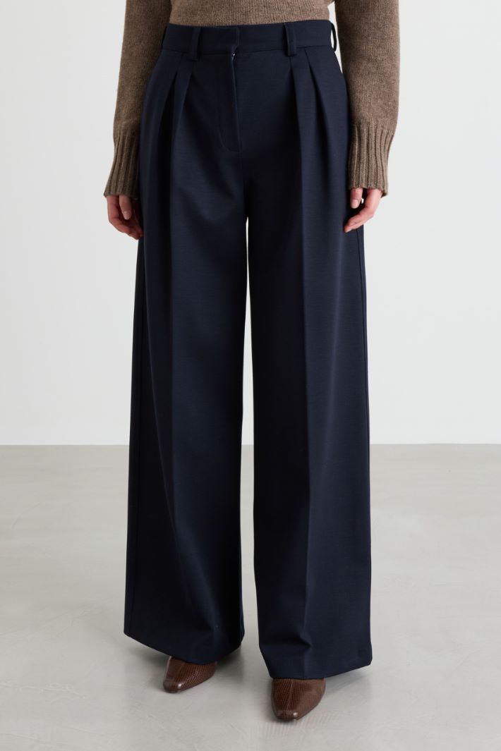Gabardine and jersey trousers - BLUE - Intrend - 2