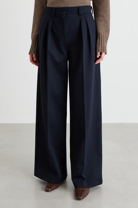 Pantalone in gabardina e jersey di lana e cotone