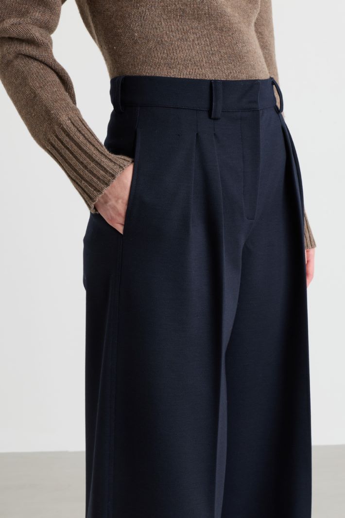 Gabardine and jersey trousers - BLUE - Intrend - 3