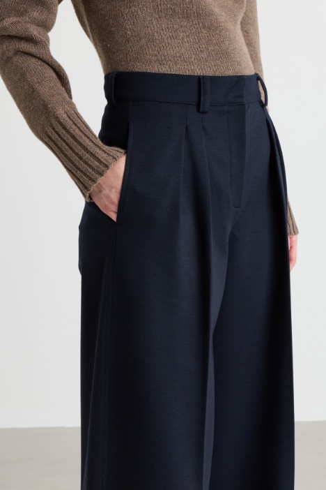 Pantalone in gabardina e jersey di lana e cotone