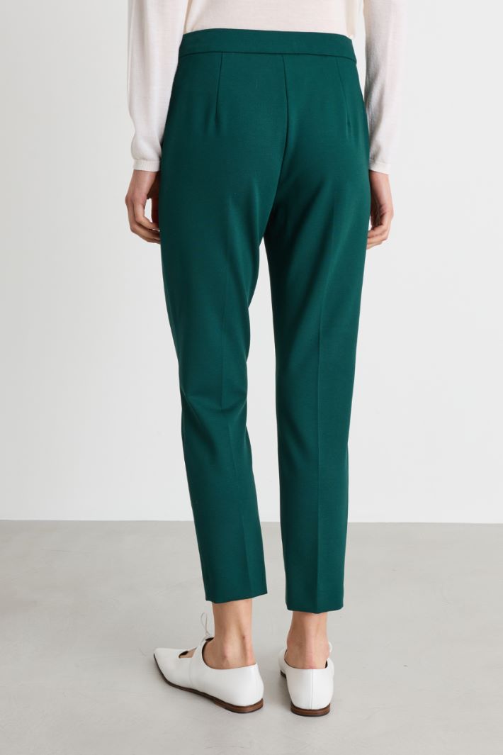 Pantalone cropped in jersey di viscosa - VERDE - Intrend - 4