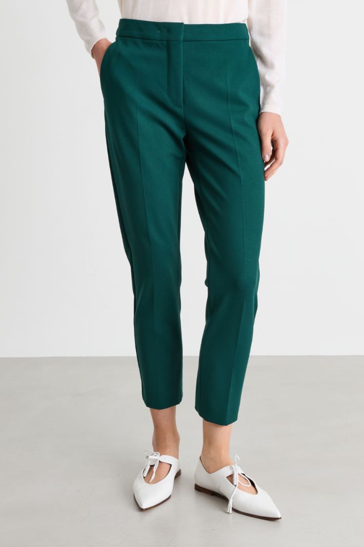 Pantalone cropped in jersey di viscosa - VERDE - Intrend - 2
