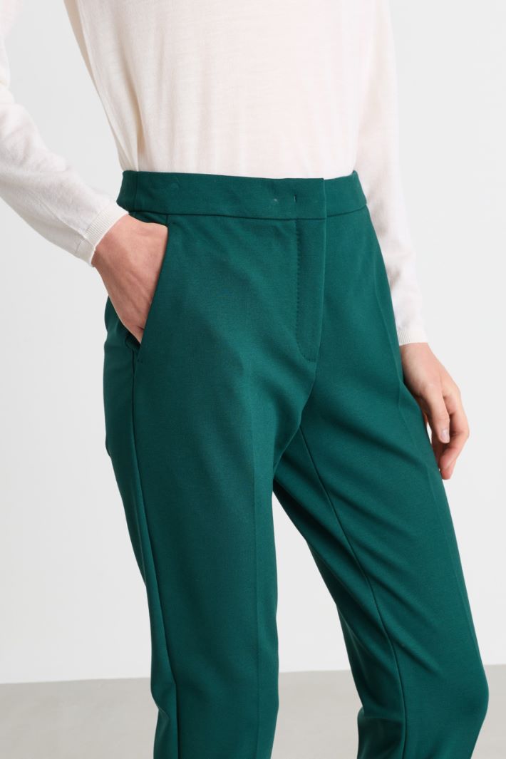 Pantalone cropped in jersey di viscosa - VERDE - Intrend - 3