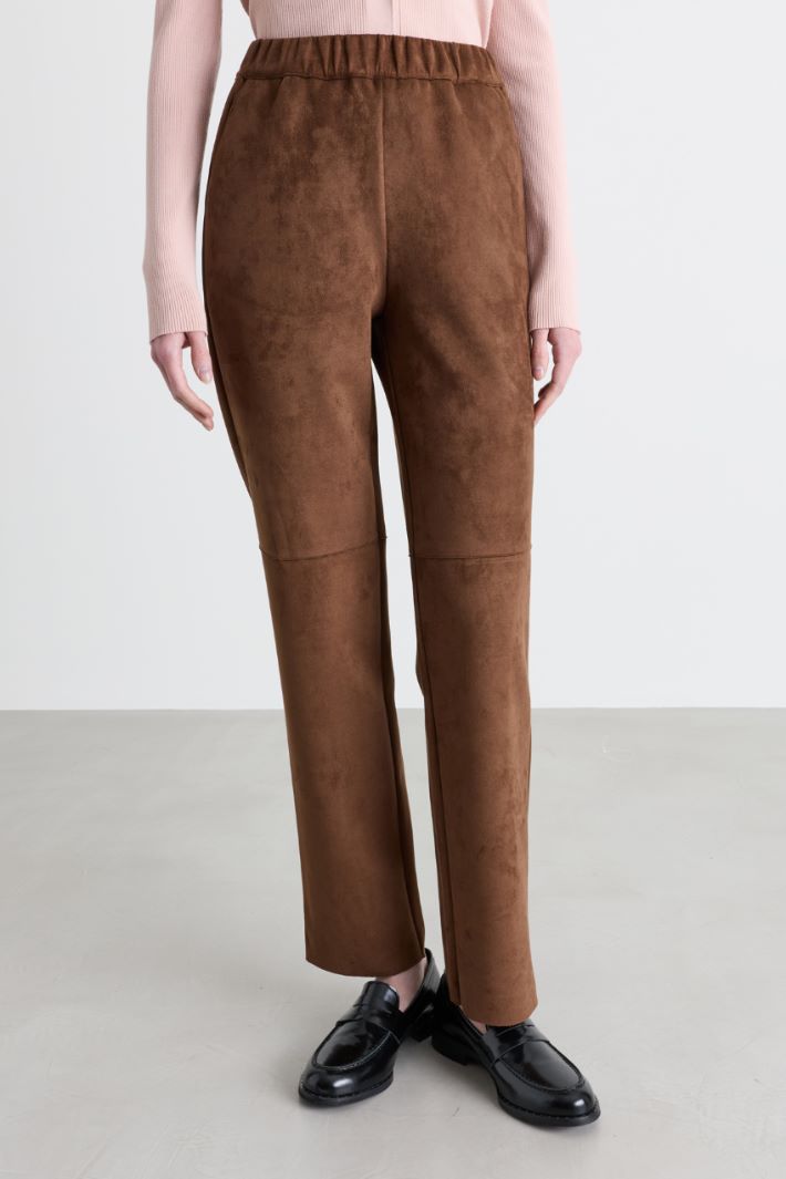 Cigarette-fit jersey trousers - BROWN - Intrend - 2