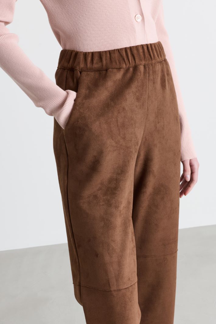 Cigarette-fit jersey trousers - BROWN - Intrend - 3