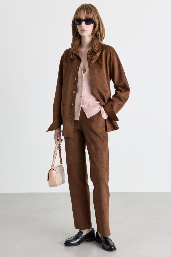 Cigarette-fit jersey trousers - BROWN - Intrend