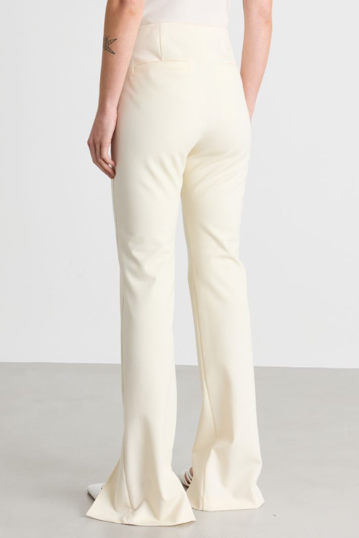 Gabardine and Jersey Split-Hem Trousers - WHITE - Intrend - 4