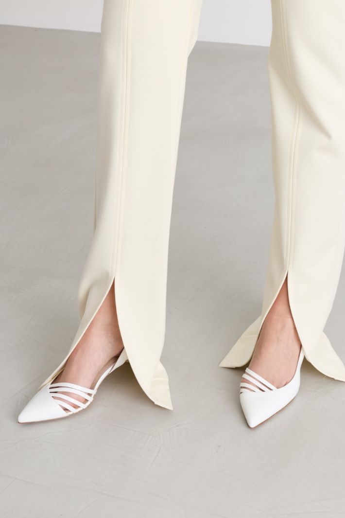 Gabardine and Jersey Split-Hem Trousers - WHITE - Intrend - 3
