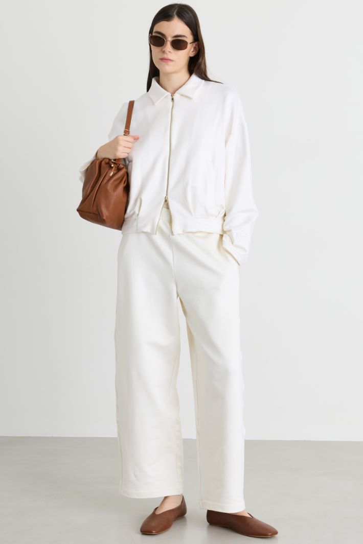 Wide-leg fleece trousers - WHITE - Intrend